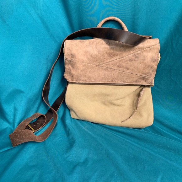 NWT, Ruth Kraus Waxed Canvas And Leather Backpack! Ruth Kraus Waxed Canvas and Leather Crossbody main image 2
